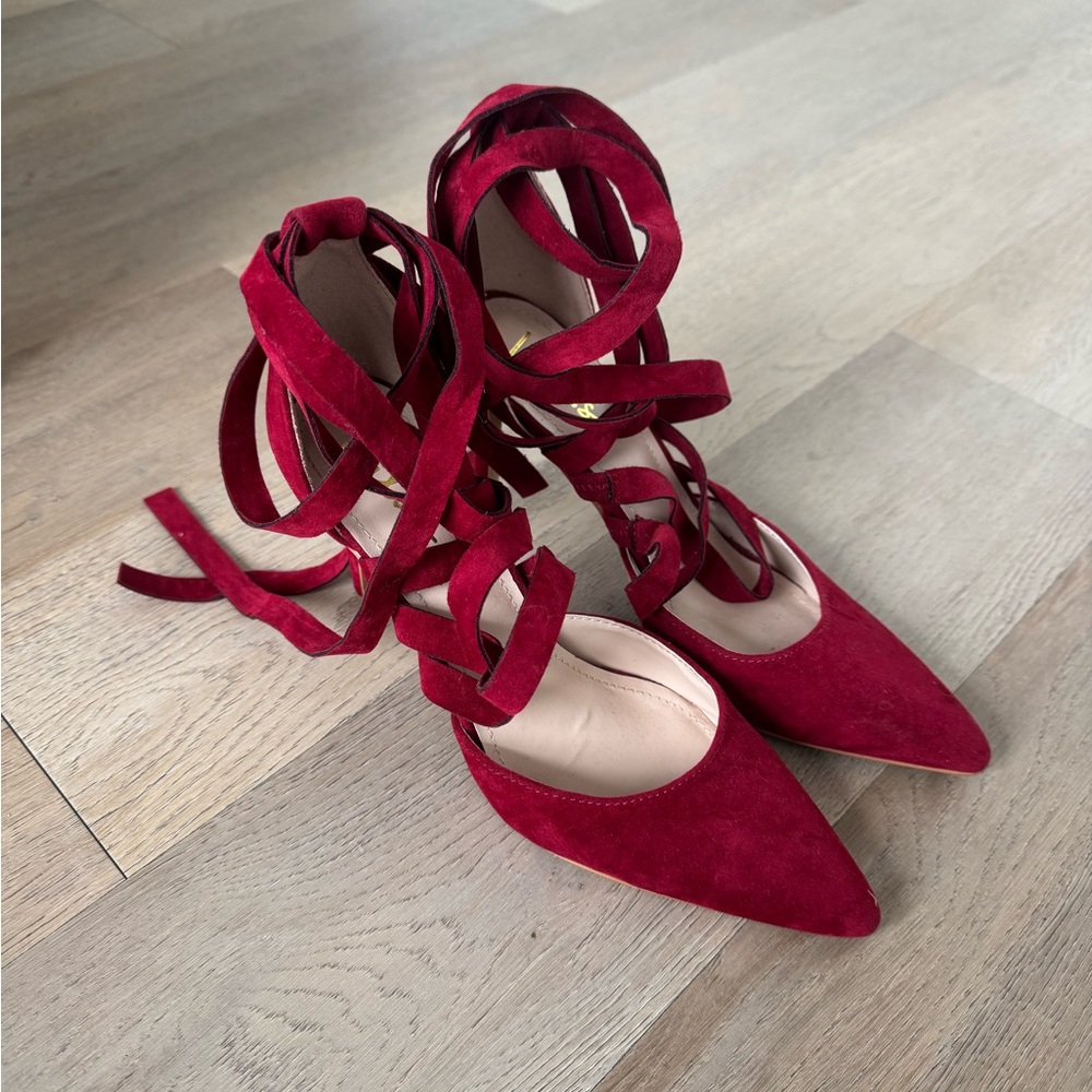 Lulu's Bold Red Strappy Heels
